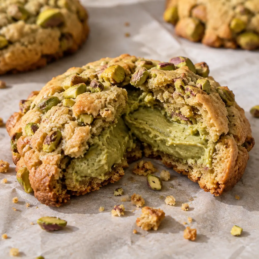 Pistachio Stuffed thick NYC-style cookie