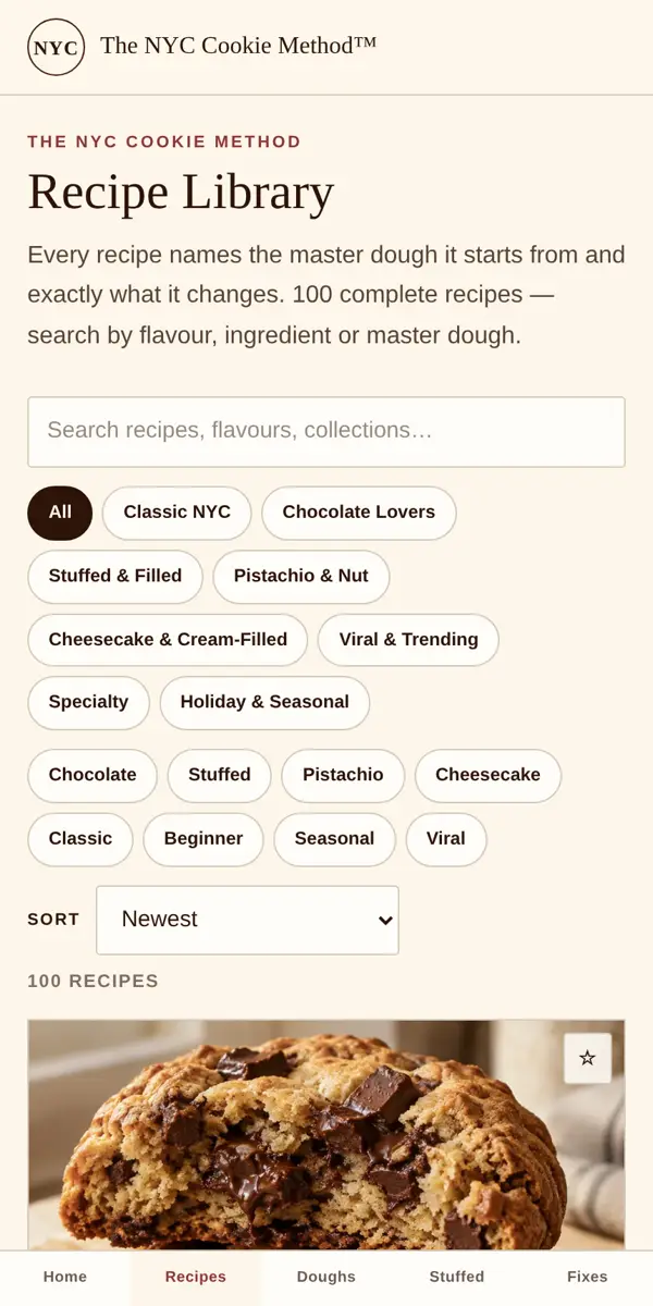 Screenshot: The recipe library